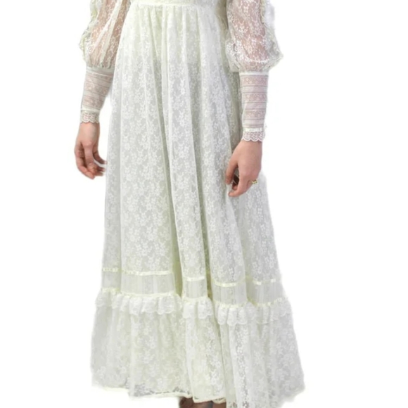 Vintage 70s Gunne Sax by Jessica San Francisco White Floral Lace - Picture 6 of 17